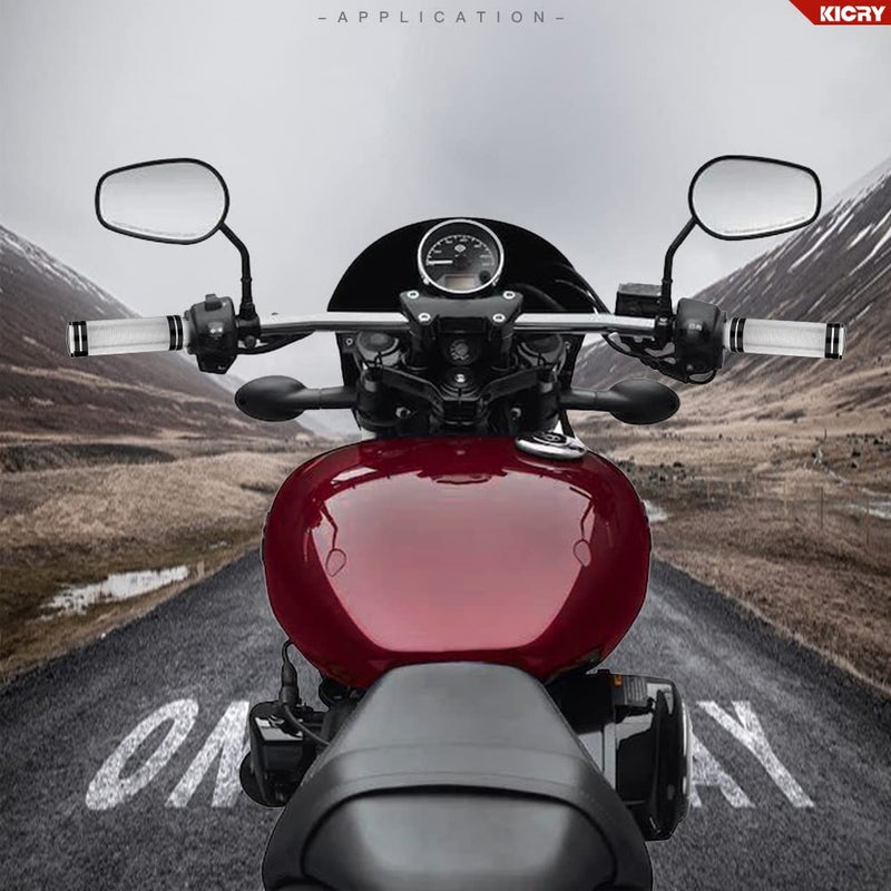 KICRY 1"" Motorcycle Hand Grips Black Chrome Handlebar Grips Compatible with Harley Touring Honda Yamaha Suzuki Kawasaki (Chrome-A) - Image 4